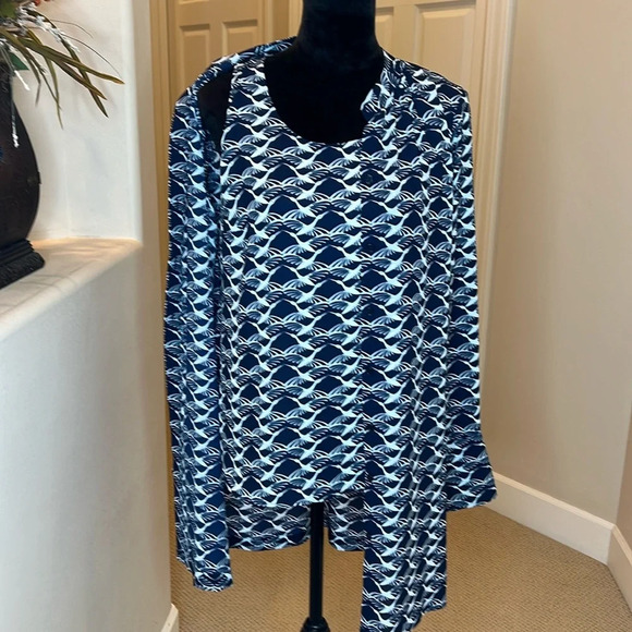 New*Chicos Geometric Bird-Print Tunic and Reversible matching Tank Size 0 - Picture 2 of 14